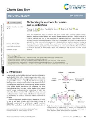 Photocatalytic Methods for Amino Acid Modification Cite This: Chem