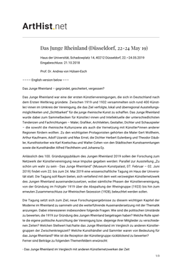 Das Junge Rheinland (Düsseldorf, 22-24 May 19)