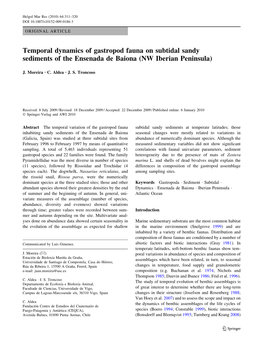 Temporal Dynamics of Gastropod Fauna on Subtidal Sandy Sediments of the Ensenada De Baiona (NW Iberian Peninsula)