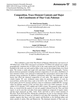 Annexure D: Thar Coal Analysis