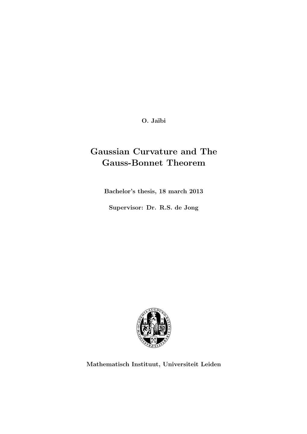 Gaussian Curvature and the Gauss-Bonnet Theorem