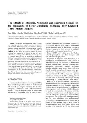The Effects of Etodolac, Nimesulid and Naproxen Sodium on the Frequency of Sister Chromatid Exchange After Enclused Third Molars Surgery