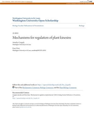 Mechanisms for Regulation of Plant Kinesins Anindya Ganguly Washington University in St Louis