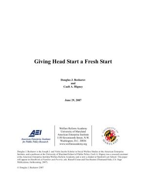 Giving Head Start a Fresh Start