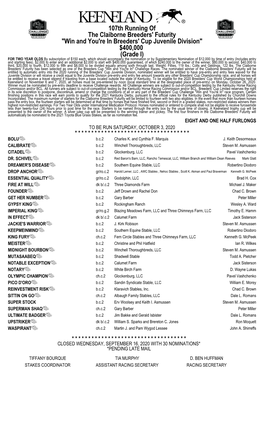 107Th Running of the Claiborne Breeders' Futurity