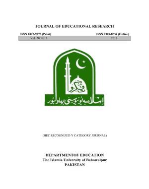 Journal of Educational Research Departmentof
