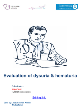 Evaluation of Dysuria & Hematuria