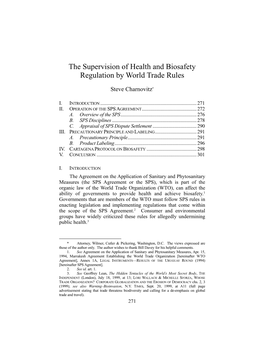 The Supervision of Health and Biosafety Regulation by World Trade Rules