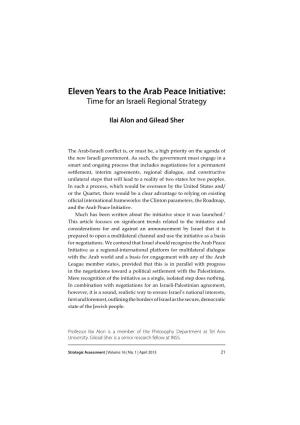 Eleven Years to the Arab Peace Initiative: Time for an Israeli Regional Strategy