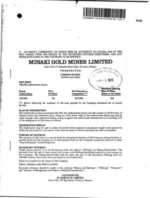 Prospectus of Minaki Gold Mines