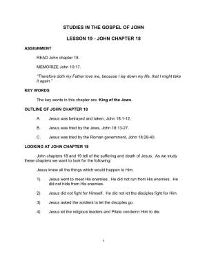 Studies in the Gospel of John Lesson 19