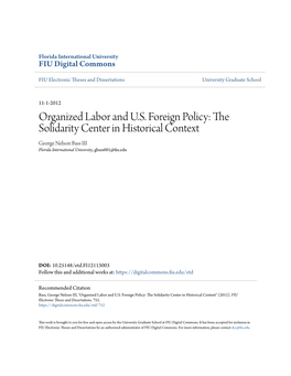 Organized Labor and US Foreign Policy
