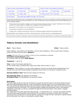 Tisbury Circular (Via Alvediston) [Full Walk] Tisbury Circular (Via Alvediston) [Shortcut]