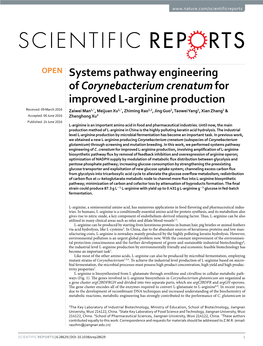 Systems Pathway Engineering of Corynebacterium Crenatum for Improved L-Arginine Production