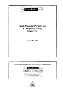 Single Chamber Parliaments: a Comparative Study (Stage Two)