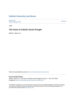 The Future of Catholic Social Thought