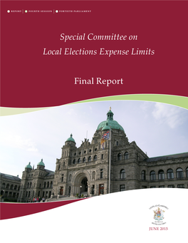 Special Committee on Local Elections Expense Limits Final Report