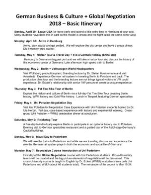 Basic Itinerary