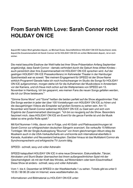 From Sarah with Love: Sarah Connor Rockt HOLIDAY on ICE