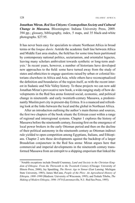 Jonathan Miran. Red Sea Citizens: Cosmopolitan Society and Cultural Change in Massawa
