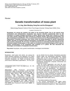 Genetic Transformation of Moss Plant