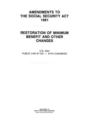1981 Restoration of Minimum Benefit and Other Changes