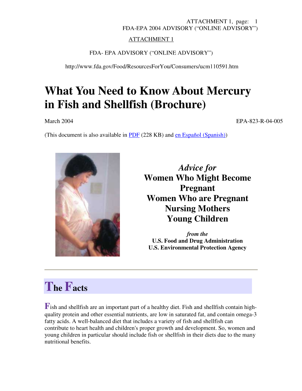 What You Need to Know About Mercury in Fish and Shellfish (Brochure)