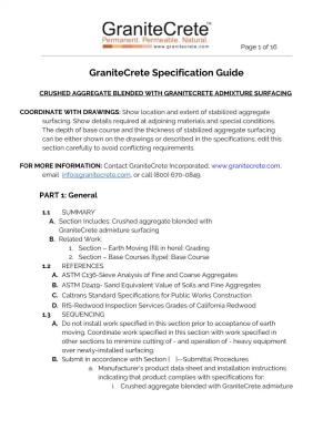 Granitecrete Specification Guide