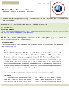 Balanitis and Balanoposthitis - Review Article