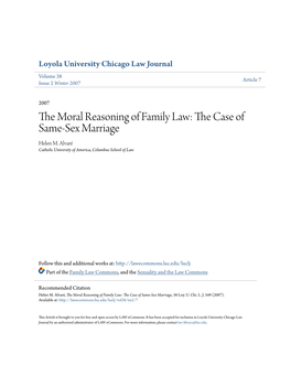The Moral Reasoning of Family Law: the Case of Same-Sex Marriage, 38 Loy
