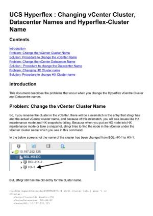Changing Vcenter Cluster, Datacenter Names and Hyperflex-Cluster Name