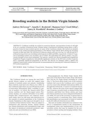 Breeding Seabirds in the British Virgin Islands