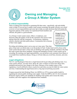 Owning and Managing a Group a Water System
