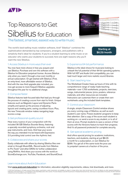 Top Reasons to Get Sibelius for Education the Fastest, Smartest, Easiest Way to Write Music