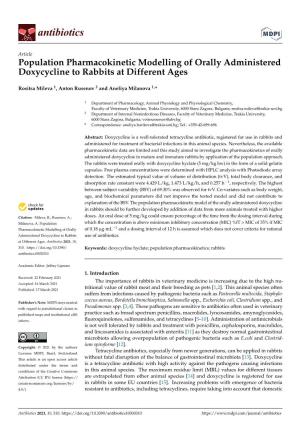Population Pharmacokinetic Modelling of Orally Administered Doxycycline to Rabbits at Different Ages