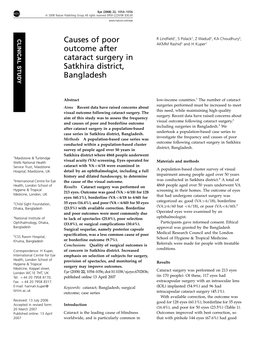 Causes of Poor Outcome After Cataract Surgery in Satkhira District, Bangladesh