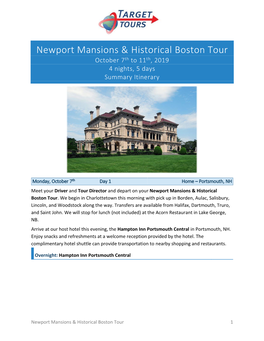 Newport Mansions & Historical Boston Tour