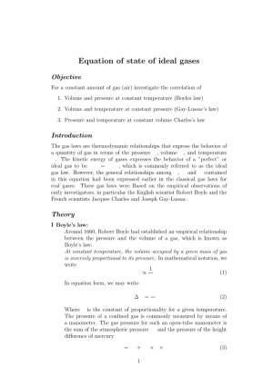 Equation of State of Ideal Gases