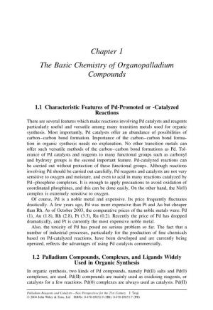 Chapter 1 the Basic Chemistry of Organopalladium Compounds