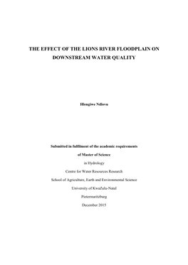 The Effect of the Lions River Floodplain on Downstream Water Quality