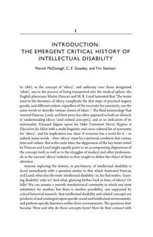 The Emergent Critical History of Intellectual Disability