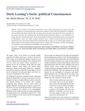 Doris Lessing's Socio- Political Consciousness