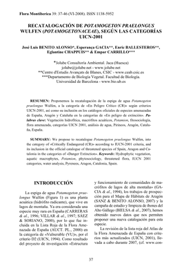 (Potamogetonaceae), Según Las Categorías Uicn-2001
