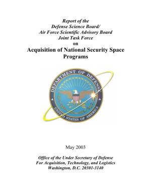 Acquisition of National Security Space Programs