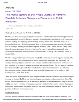 Articles the Fractal Nature of the Mystic Chords of Memory? Parallels