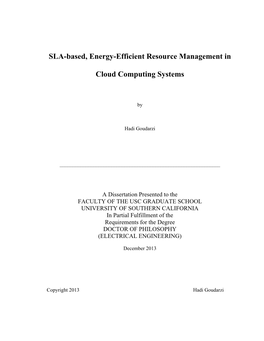 SLA-Based, Energy-Efficient Resource Management In