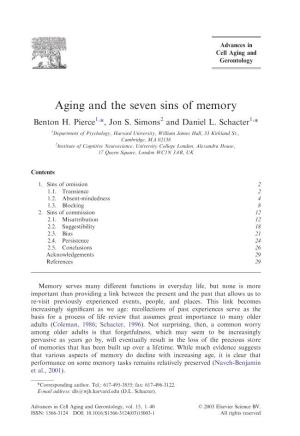 Aging and the Seven Sins of Memory Benton H