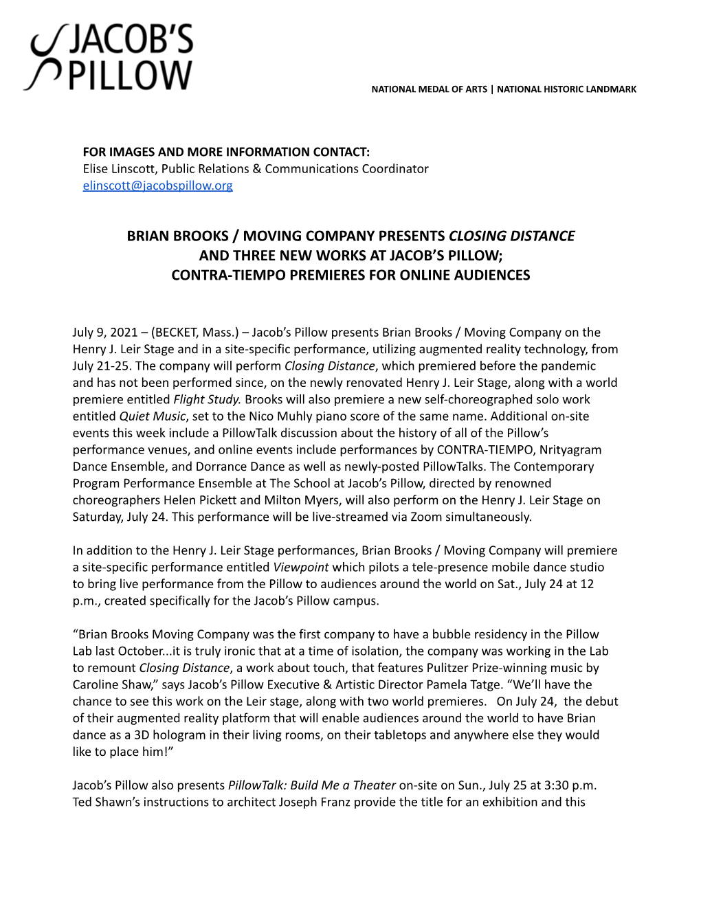 Brian Brooks Press Release for Review