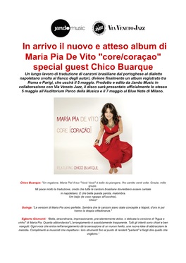 In Arrivo Il Nuovo E Atteso Album Di Maria Pia De Vito