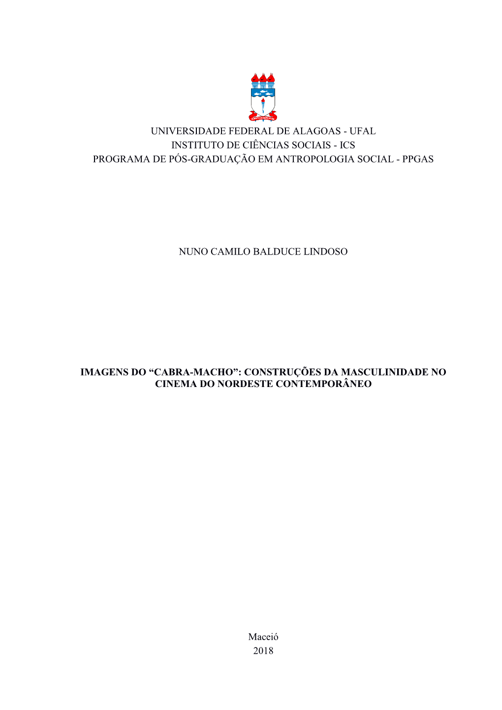 Ufal Instituto De Ciências Sociais - Ics Programa De Pós-Graduação Em Antropologia Social - Ppgas